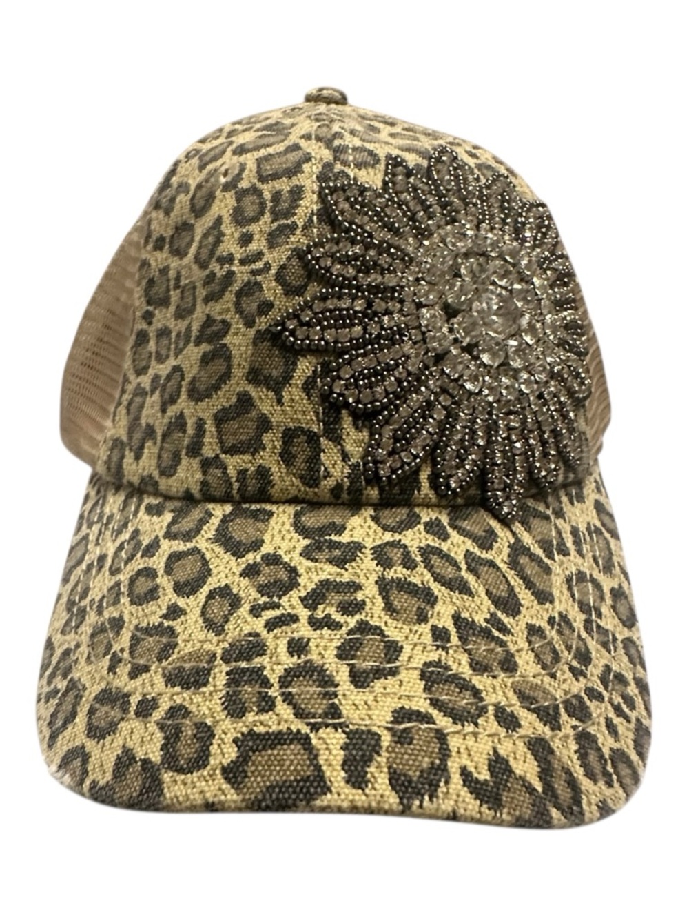 Alabama Girl Leopard Print Embellished Trucker Cap - Beige/Brown